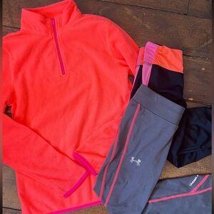Fleece pullover + 2 pairs of athletic pants